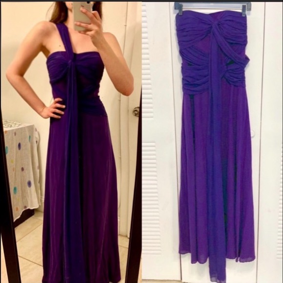 SOLD Nicole Miller Strapless Purple Ombré Silk Gown - Picture 3 of 10